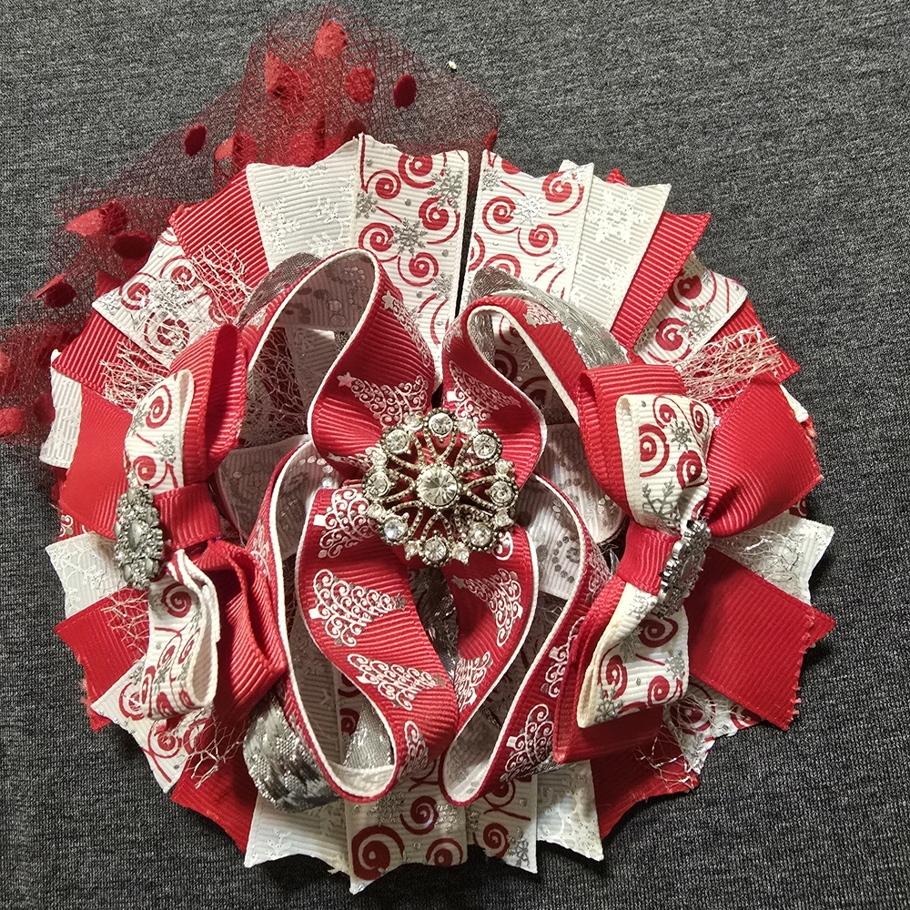Red and White Decorative Ribbon Bow